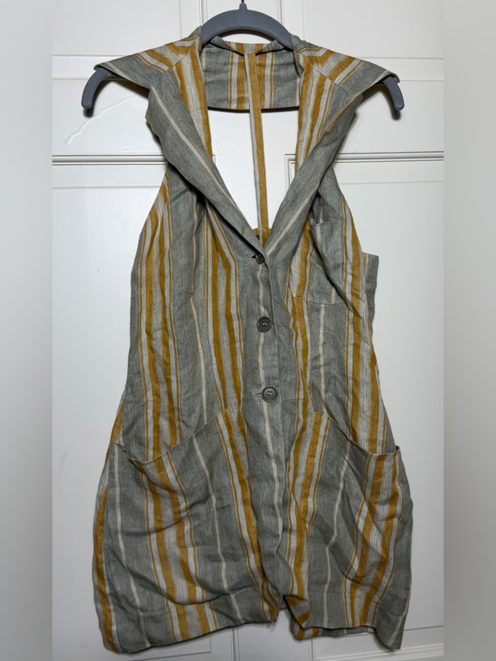 Vintage Romeo Gigli Sleeveless Linen Collared Top NWT